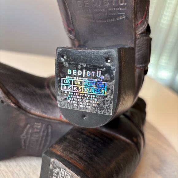 NEW Bed Stu Tania Black Rustic Crimson Ankle Boots 8.5 Women’s Handmade Mexico - Picture 10 of 14